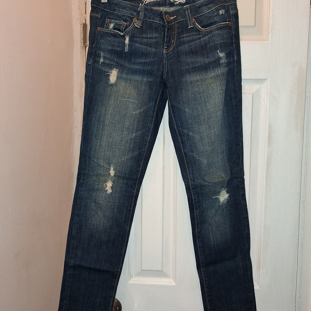 American Eagle Outfitters Skinny Ripped Dark Blue Jeans